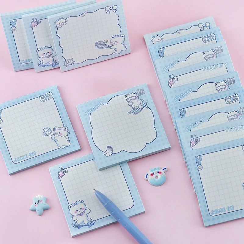 

50 листов неклейкого блокнота с милым белым медведем, бумажный план для вдохновения, рукописный план, блокнот для заметок с хорошим настроением, подарок