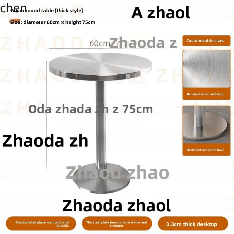 ZML Modern Industrial Style BBQ Restaurant Stainless Steel Dining Table and Chair Set Square Table Folding Chair