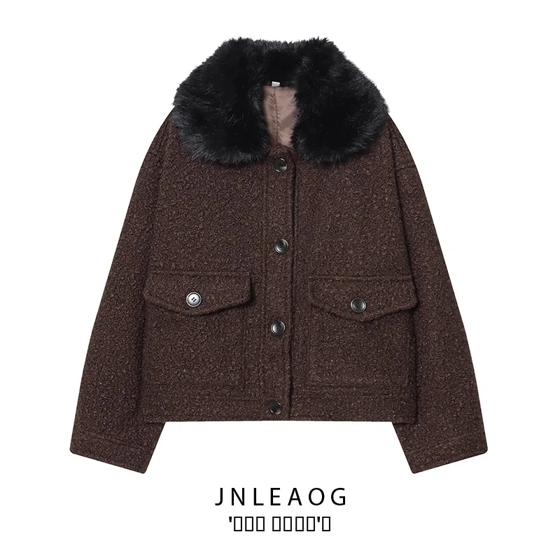 

JNLEAOG Autumn New Women's Faion Design Sense aggy Collar Diagonal Pattern Outerwear Polyester Fiber Long Sve Zipper