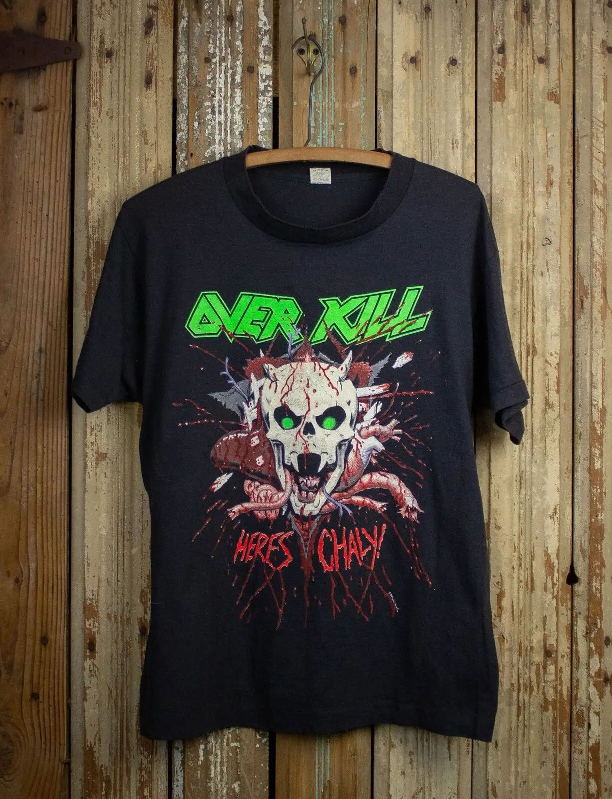 90's Over Kill Here's Chaly Concert 1988 Black Unisex Tshirt Reprint KH6338