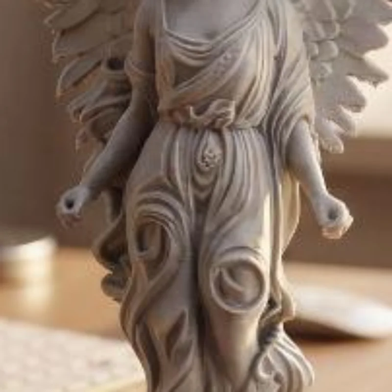 3D Printing White Angel Statue With Exquisite Carved Wings And Elegant Design For Bedroom Nightstand Living Room Home Decor