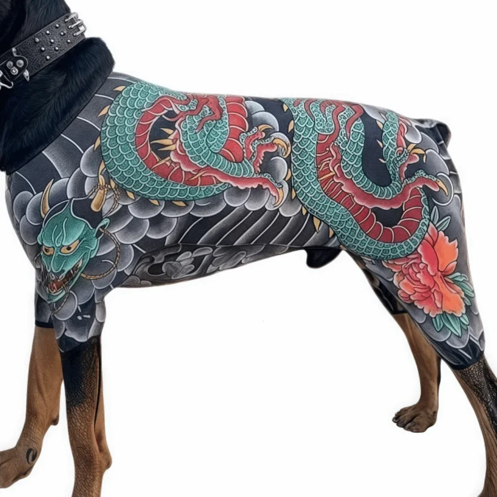 Creativity Four Seasons Dog Cat Tattooed Vest Funny Breathable Pet Tattoo Jacket Close-fitting Cool Pet Clothes For Pet S To 6XL