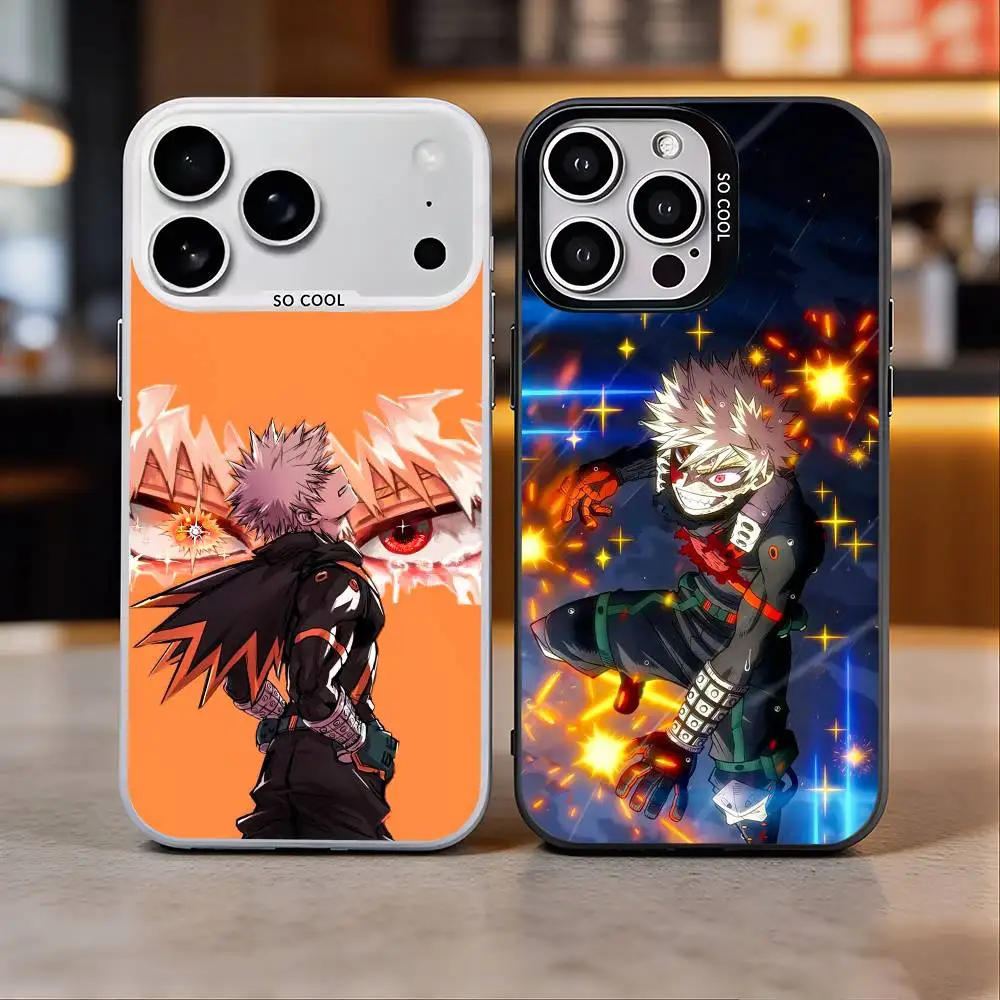 

B-Bakugo A-Anime K-Katsuki Colorful Silver Back Phone Case For IPhone 17 16 15 14 13 12 11 Plus Pro Max Plus
