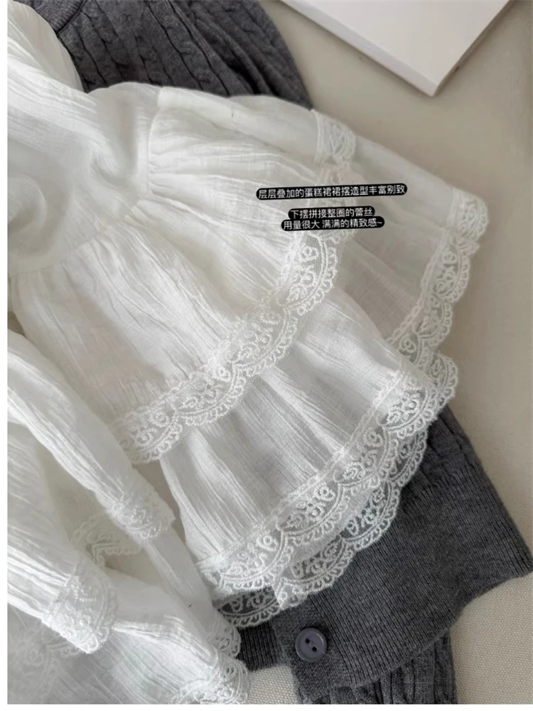 Sweet Princess Style High Waist A-Line Short Skirt with Lace Moonlight Ballet Design Women's plus Size Cake Skirt Bodycon