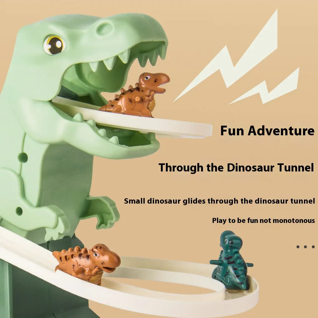 Dinozaur wspinaczka slajdów zabawka muzyczna tor wyścigowy zestaw gier elektryczna przygoda zjeżdżalnia kolejka górska z 3 dinozaurami lekki prezent