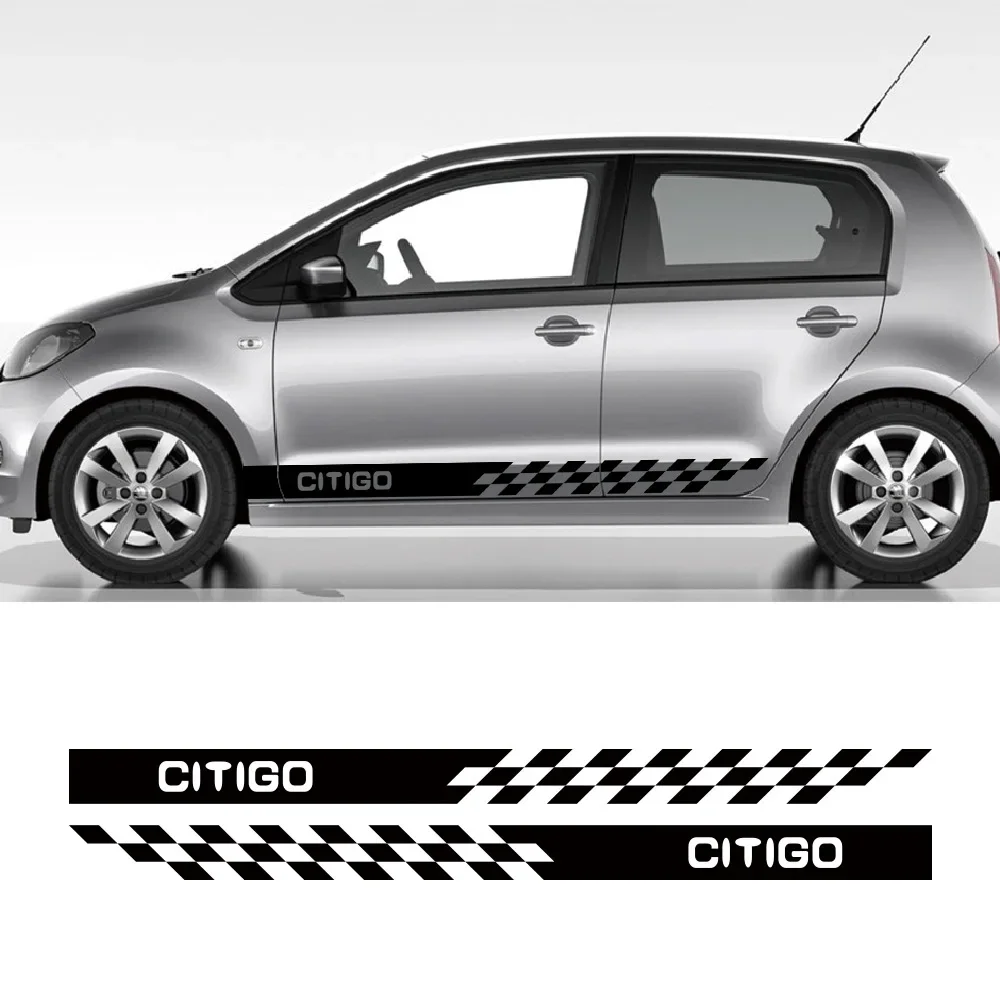 2PCS Car Door Side Stickers For Skoda CITIGO iv Sport Tuning Accessories Auto Body Stripes Skirt Styling Vinyl Film Decals