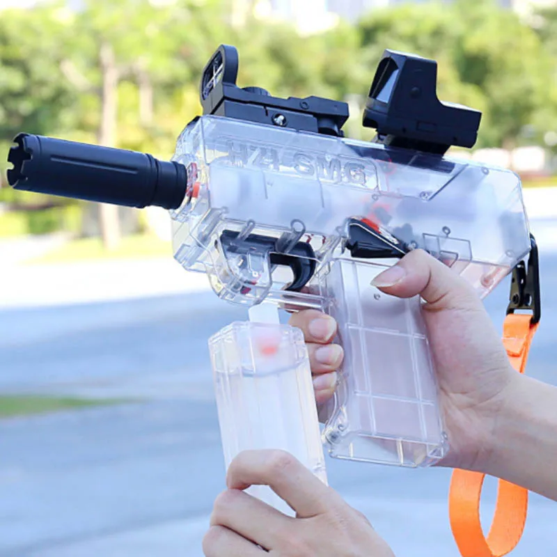 2023 New Electric Continuous Firing Uzi Water Gun Children\'s Outdoor Sports Competition Uzi Water Toy Summer Swimming Pool