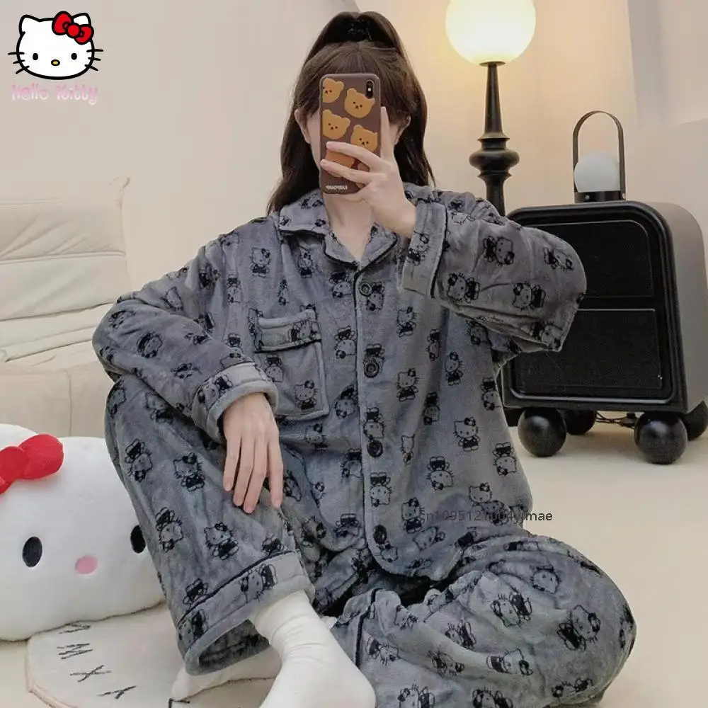 Sanrios Pochacco Addensato Homewear Autunno Inverno Pompompurin Velluto Corallo Pigiama da Donna Vestito Anime Cute Girls Studente Indumenti da Letto