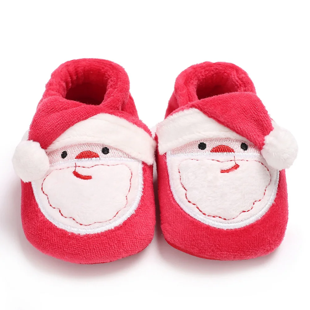 1 par de botas navideñas para bebé, zapatillas, botines para recién nacidos, cálidos para invierno, para niño y niña, 11CM de largo (rojo)