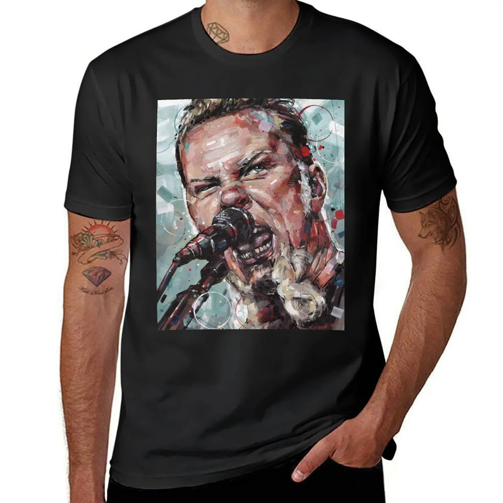 James Hetfield painting T-Shirt plain tops tees Short sleeve tee t shirts for men pack