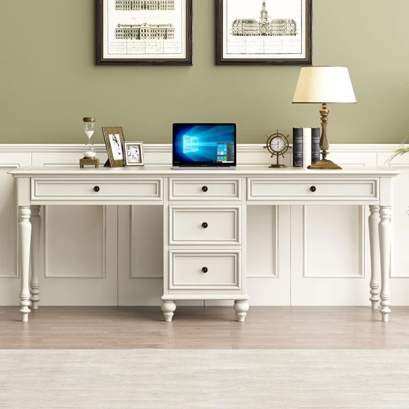 American country all-solid wood double large desk integrated study with drawer writing desk study room home storage desk
