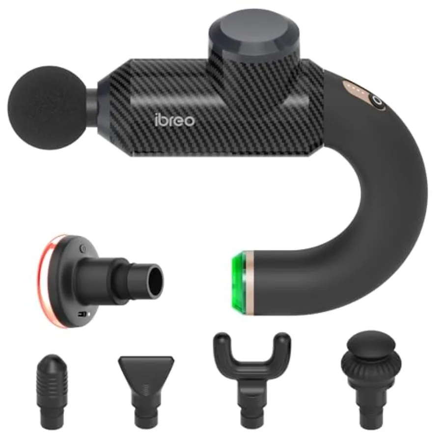 

Массажный пистолет Surge Pro для глубокого массажа тканей с функцией нагрева, перкуссионный массажер для снятия боли, амплитуда 12 мм, 4 скорости и 6 насадок