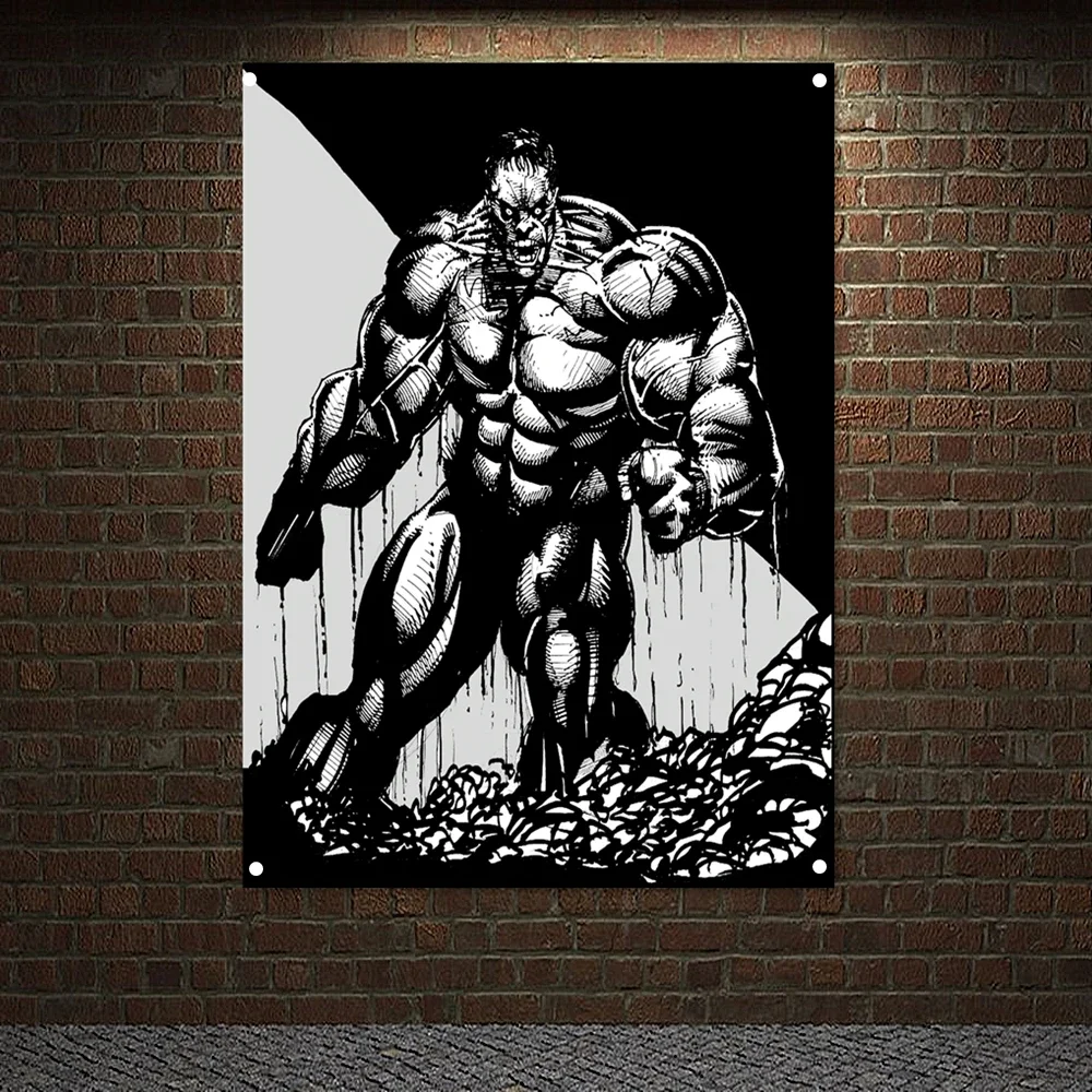 Workout Bodybuilding Banner Fitness Exercise Encouragement Tapestry Painting Gym Decor Man Muscular Body Poster Wall Hanging D5