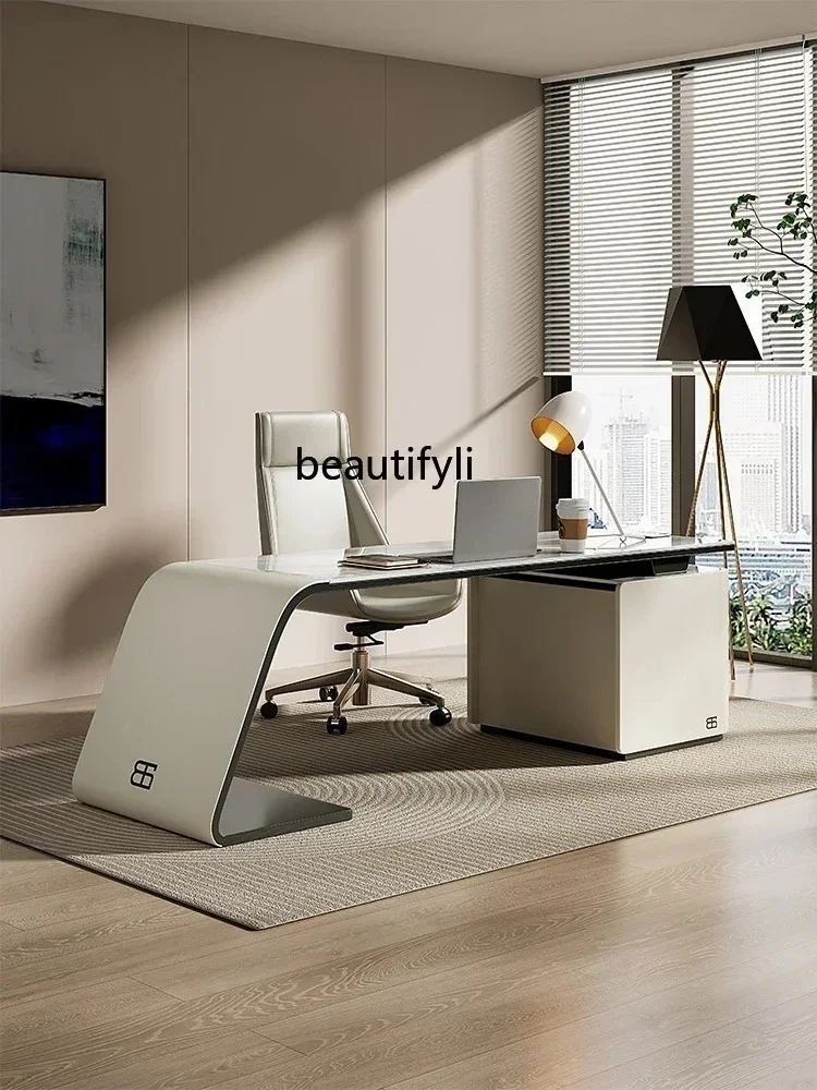 LXLight luxury rock board desk Italian style simple desk modern minimalist home study high-end computer deskSSS