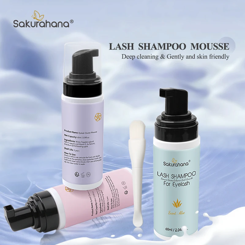SAKURAHANA Shampoo 60ml Eyelash Extension Deep Cleaning Foam Makeup Cleansing Foam Non-Irritating Makeup Remover