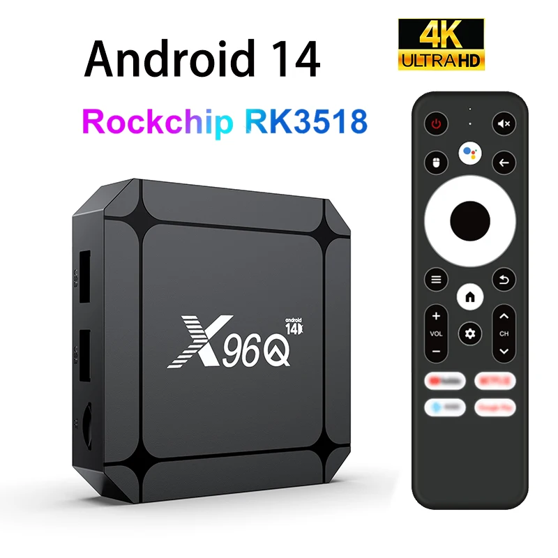 Android 14 X96Q TV BOX Rockchip RK3518 Wifi6 2GB 16GB Voice Remote