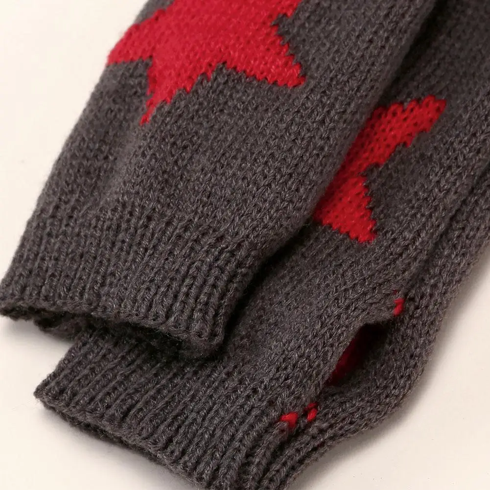 Star Knit Fingerless Gloves Women Winter Warm Y2K Mitten Half Finger Arm Warmer Typing Gloves For Autumn Outdoor Accessories