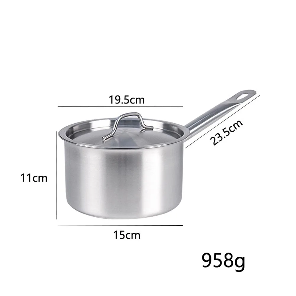 Stainless Steel Milk Pot 16 18 20 22 24cm with Lid Sauce Pan for Gas Electric Induction Stove Boiling Simmering Use