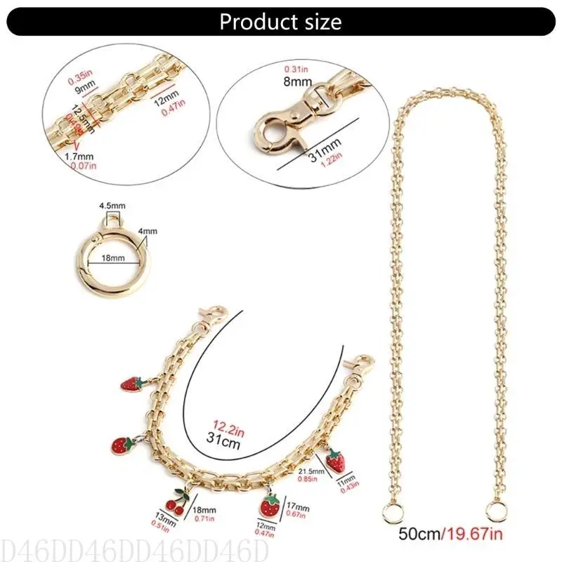 

D46D Creative Flower Trawberry Heart Designs Bag Chain для элегантной сумочной сумки стиль