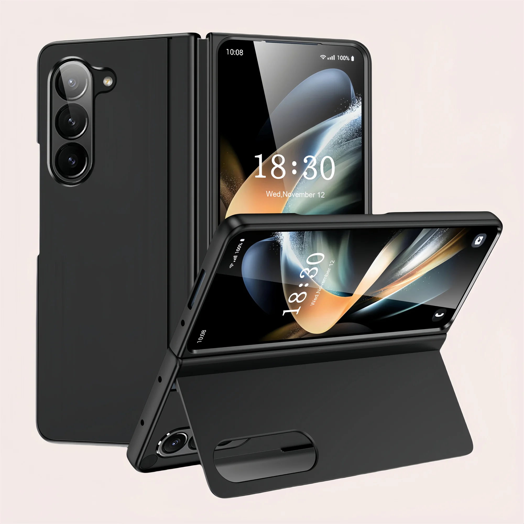 Folding Protective Bag Black Case for Samsung Galaxy Z Fold6 5G Fold5 Fold 6 5 Fold4 Fold3 Fold 3 4 Dustproof Kickstand Covers