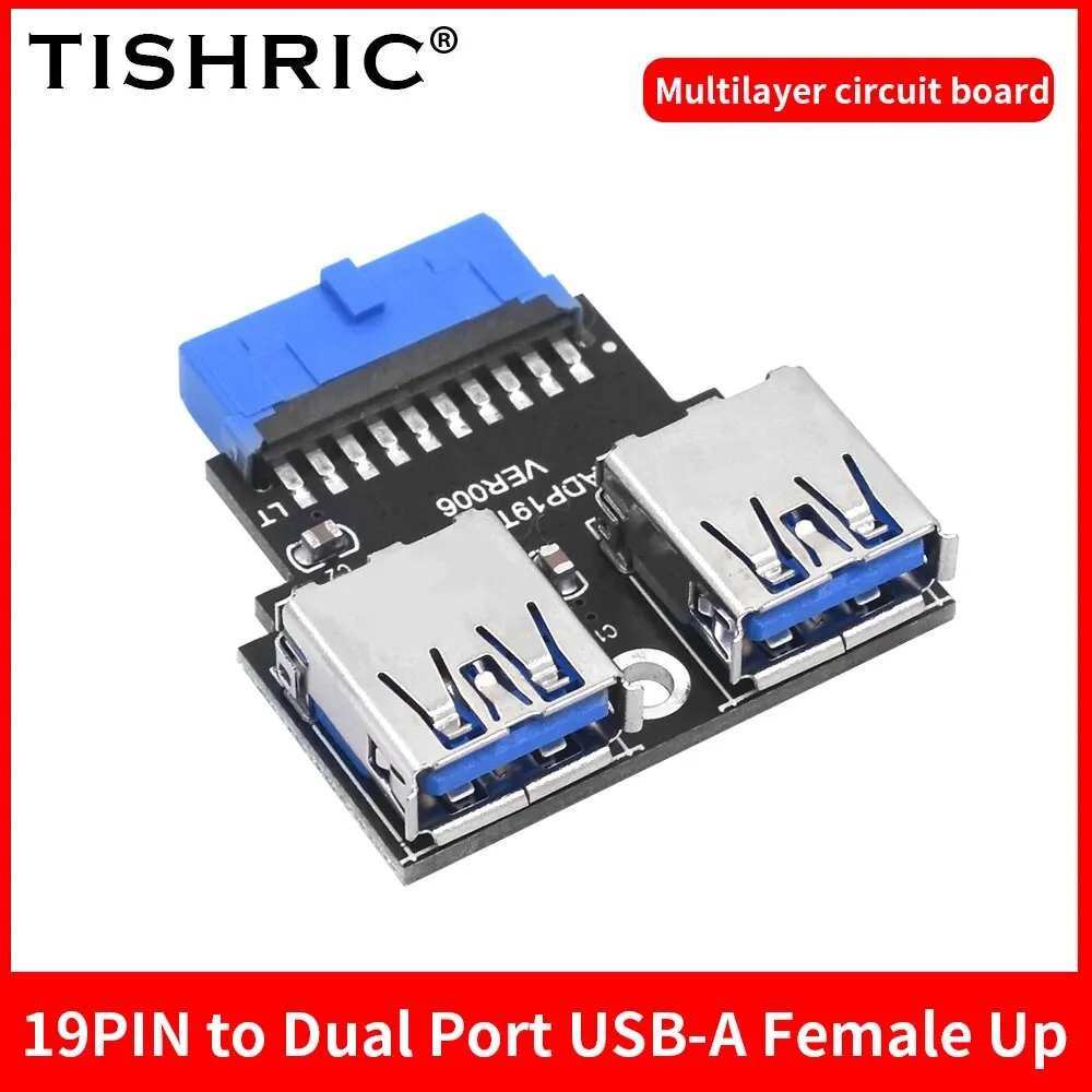 TISHRIC 19Pin To USB3.0 Type-C Female Output 19Pin Header Converter 10Gbps for PC Desktop Motherboard Connector Riser