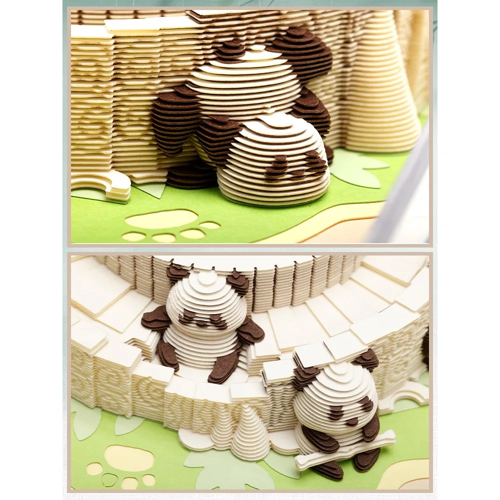 Chengdu Panda Cultural creativo 3D papel estéreo tallado nota adhesiva Panda Paradise modelo decoración de escritorio