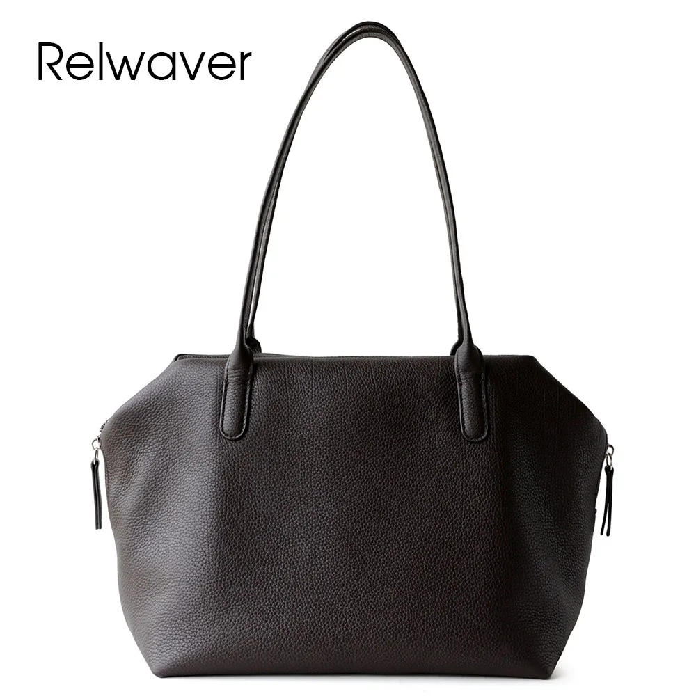 

Relwaver women tote bag genuine leather shoulder bag 2025 autumn winter women handbags big soft commuting ladies hand bag