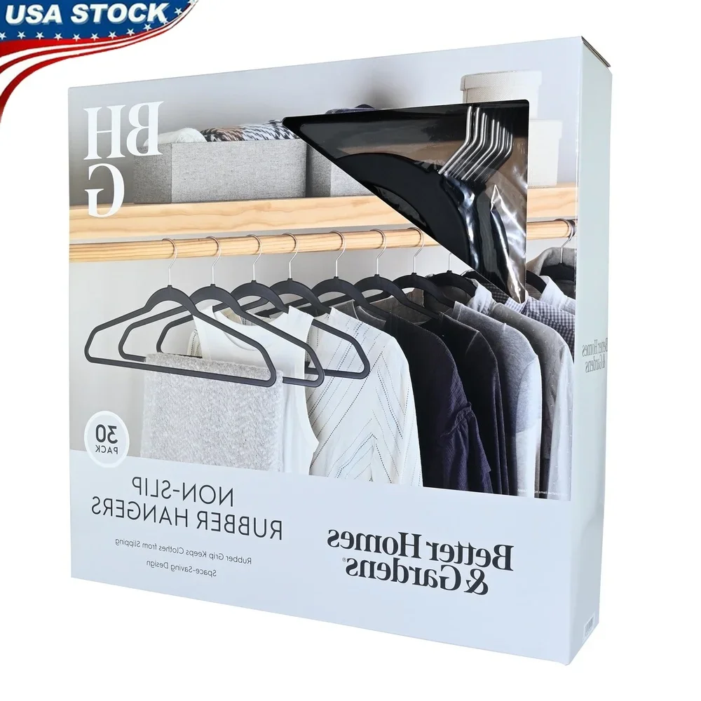 

30 Non-Slip Rubber Hangers Durable Clothes Hangers Adult Teen Closet Organization and Space Saving