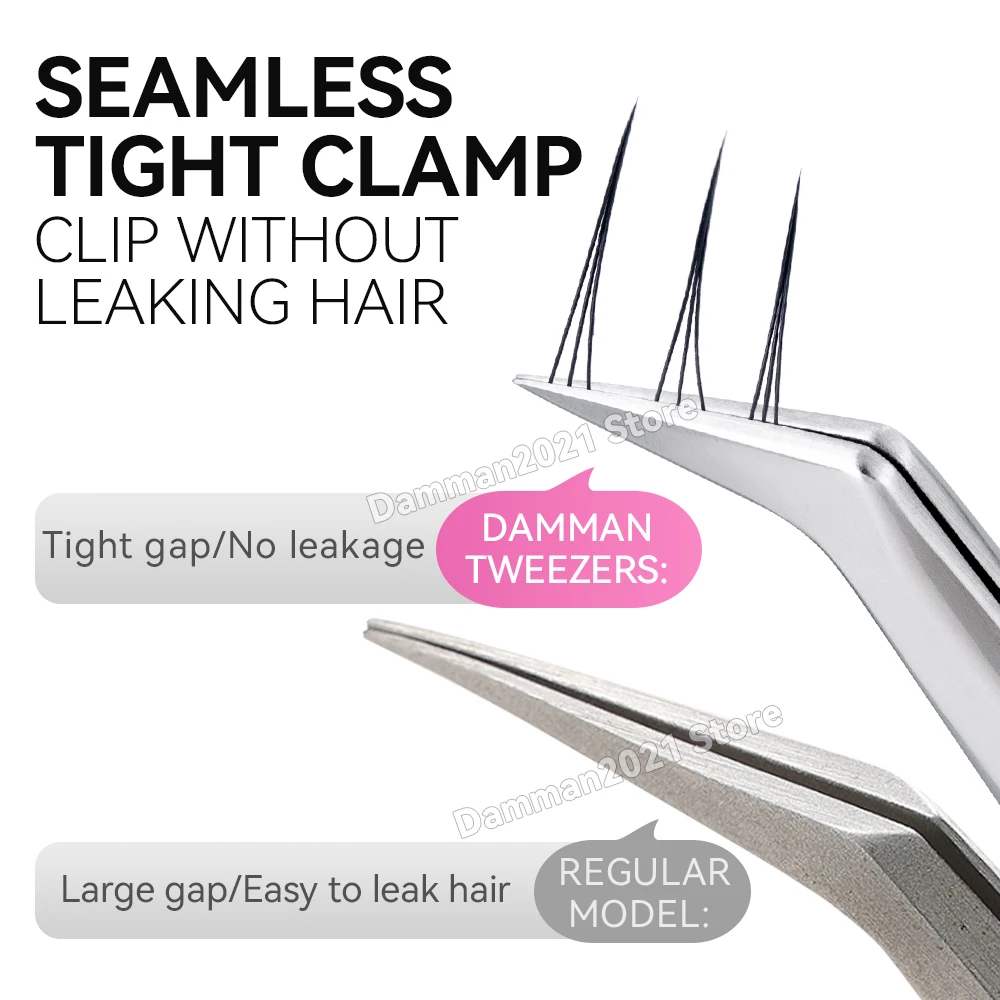 Damman – pincettes pour Extensions de cils, pincettes de haute précision, antistatiques, en acier inoxydable, outils de maquillage
