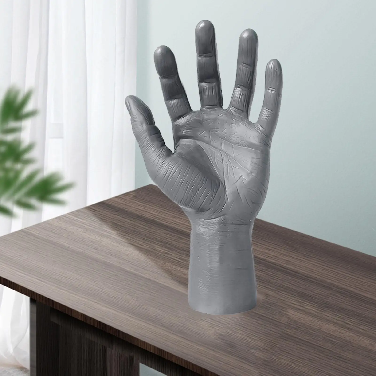 Realistic PVC Male Mannequin Left Hand Men\'s Hand Displays Jewelry Organizer Stand Holder, Showing for Home Decor Gray