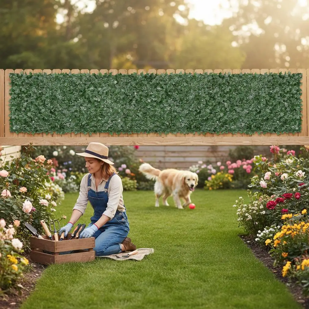 

Ivy Privacy Fence, 39 x 198in Artificial Green Wall Screen, Greenery Ivy Fence with Mesh Cloth Backing and Strengthened Joint