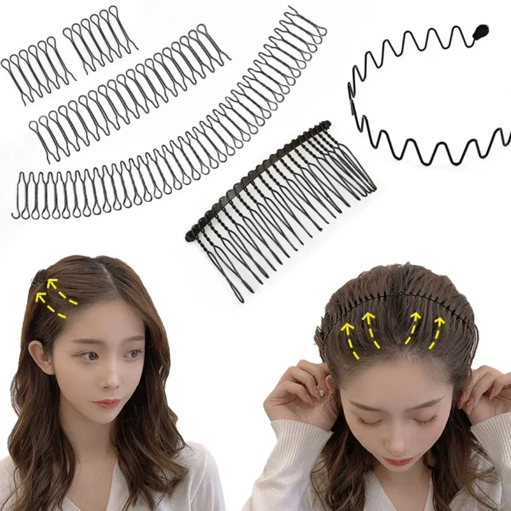 Invisible Broken Hair Hairpin Women Tiara Style Tools Roll Curve Needle Bangs Fixed Insert Comb Professional Styling Accessories