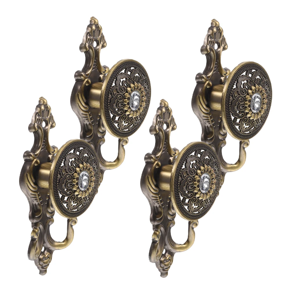 

4 Pcs Water Diamond Hooks Set Classic Vintage Creative Curtain Hangers Kitchen Bedroom Decorative Alloy Wall Mounted