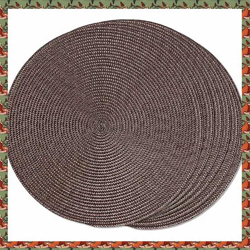 

ABLQ круглые плетеные салфетки, набор из 24 столовых ковриков для обеденных столов, тканые моющиеся нескользящие коврики для столов, 15 дюймов (коричневые)