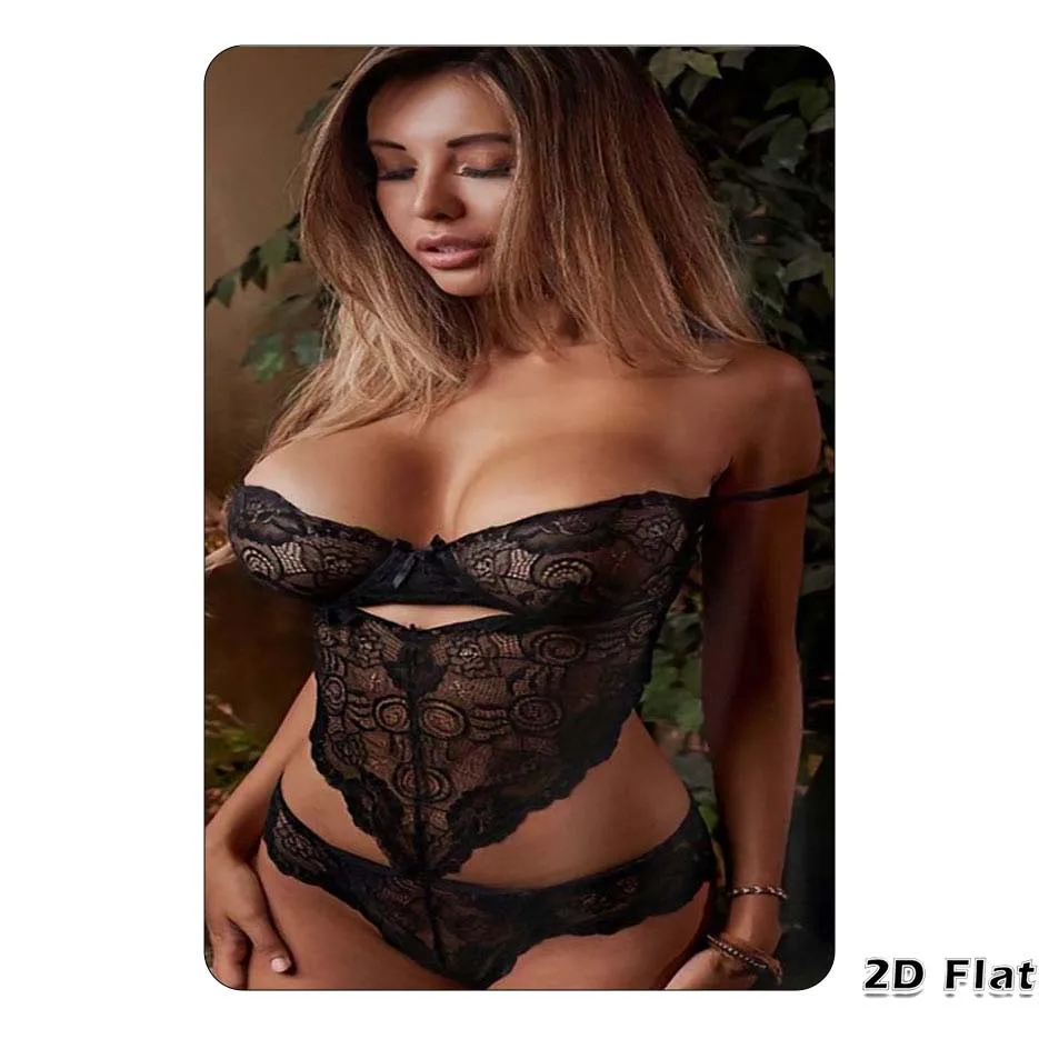 Vintage Sexy Schwarzer Spitzen-Bodysuit Mädchen Metall Blechschild Wandkunst Dekoration