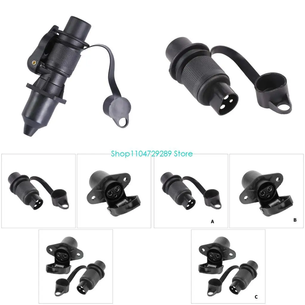 D8KE Universal 3 Pin 3 Trailer Electrical Socket Connector Designed For Electrical Caravans Truck Smooth Power Transfer