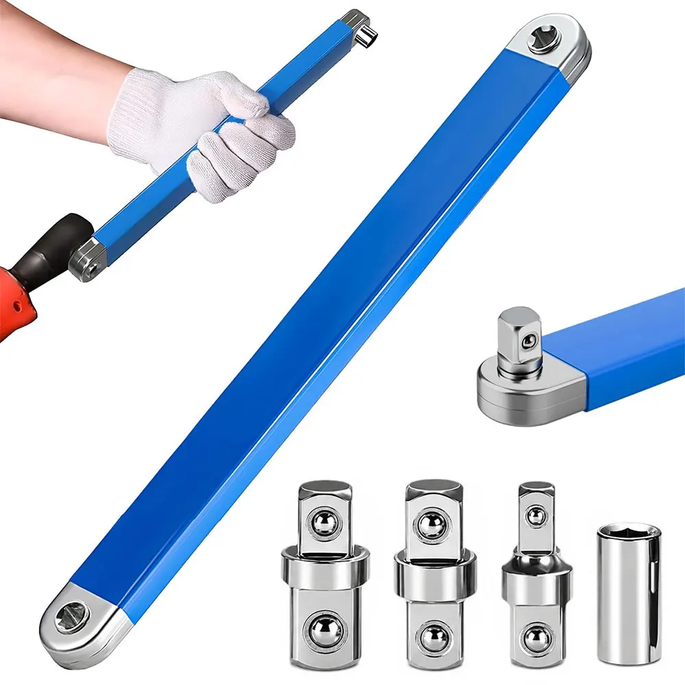 Heavy Duty Offset Wrench Extender Set, Long Reach Wrench with 1/2, 1/4, 3/8in Square Drive Adapters for Auto & Garage Repair