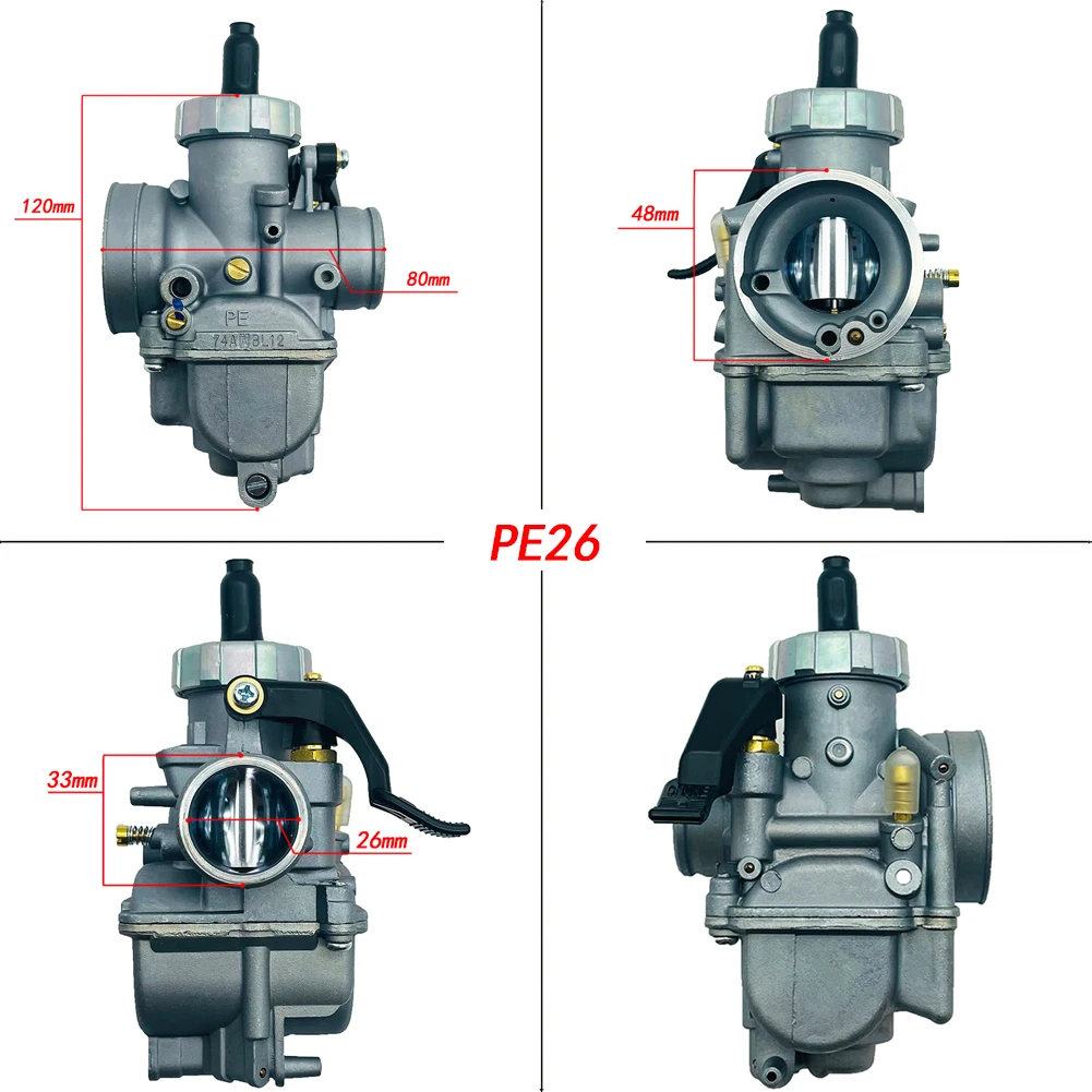 Motorcycle carburetor DASH PE26 26mm KX80 KX100 KX125 NSR140 50-125CC 2T 4T stroke engine zinc or copper plunger carburetor