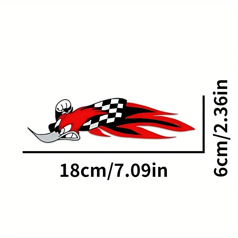 1pc Creative Black and White Checkered Woodpecker Sprint Stickers Waterproof Sunscreen Scratches for Car Rear Bumper Triangle