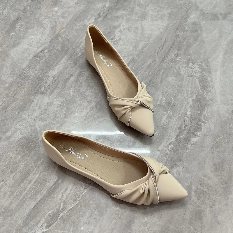 Flat shoes women's pointed hea - Leatherwork In French ulasan dan harga