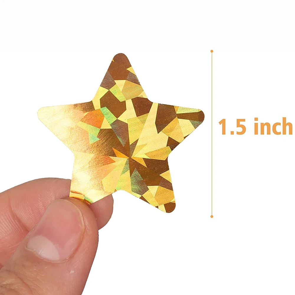 Holographic Gold Star Stickers for Kids Reward 100-500Pcs Foil Star Stickers Labels for Wall Crafts Classroom Teachers Supplies