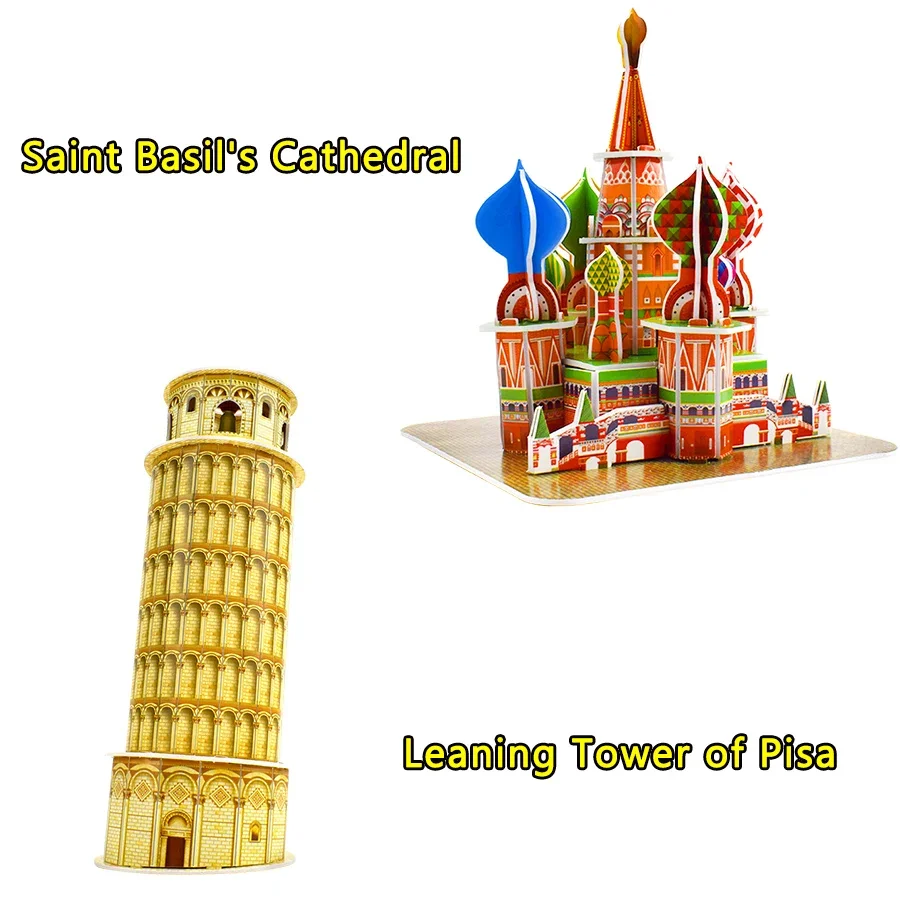 Kids Toys Cardboard 3D Paper Building Puzzle Model Toys World Souvenir White House Eiffel Tower Gifts for Children DIY Education