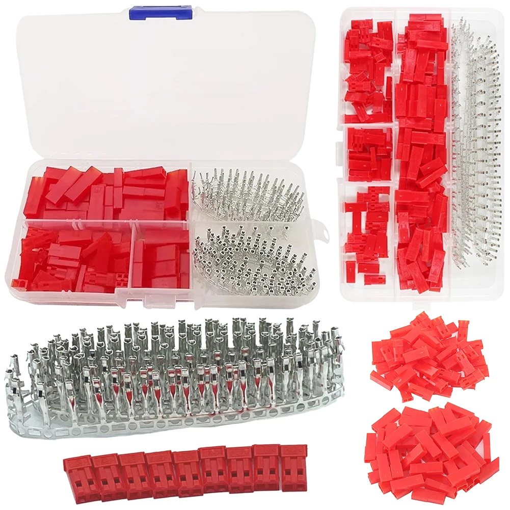 300/420Pcs JST SYP 2 Pin 2.54 MM Female Male Red Plug Male Female Housing Connector Housing Crimp Pin Terminal Connector Kit