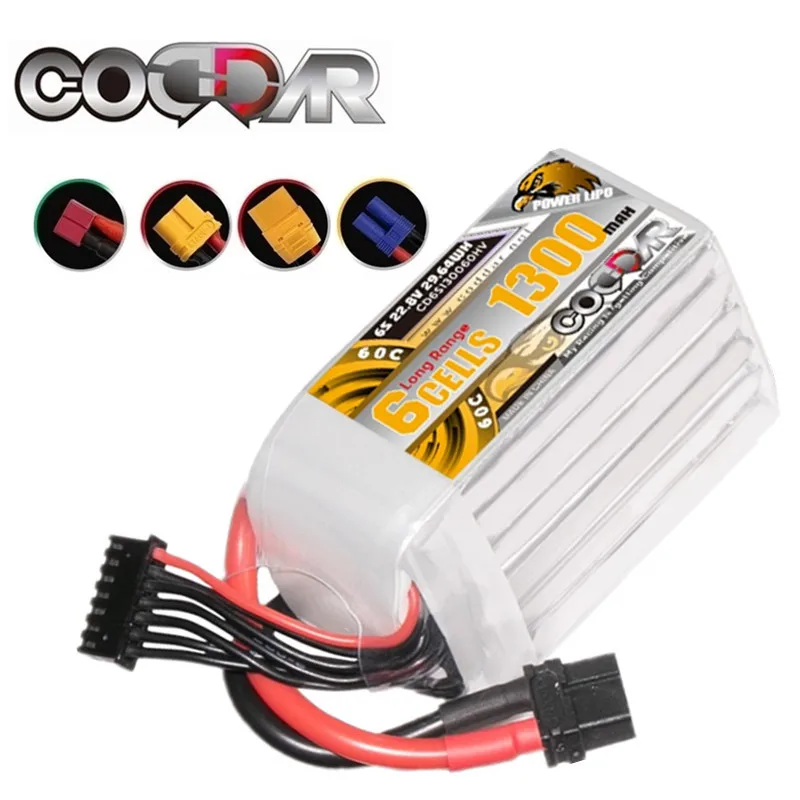 

CODDAR 6S LIPO 1300mAh 60C Lipo Battery 22.8V With XT60 Plug For RC FPV Racing Drone Mini Quad Spare parts