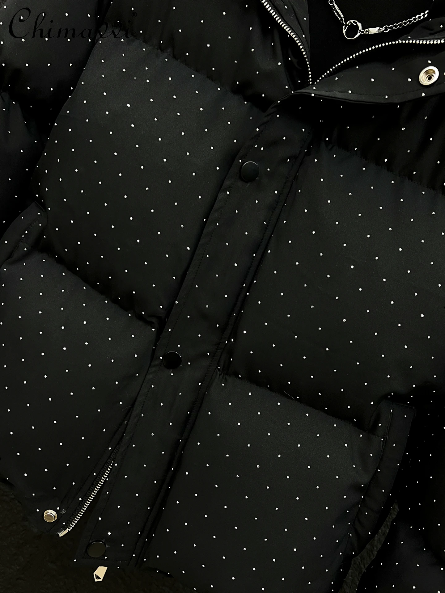 High-end strass estrelado jaqueta de algodão masculino 2025 inverno moda engrossado quente puffer jaqueta manga longa streetwear casaco de algodão