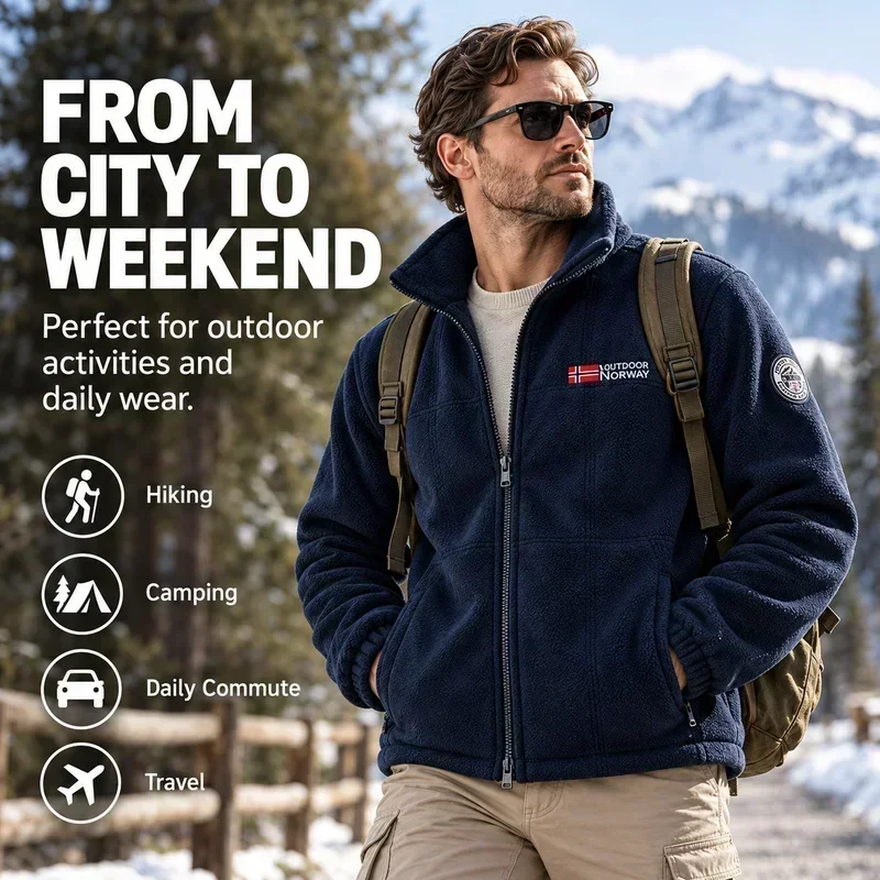 New Men's Autumn Winter Jacket Fall Casual Warm Fleece Lined Outerwear Soft Comfortable Cold Weather Fashion Jacket for Unisex
