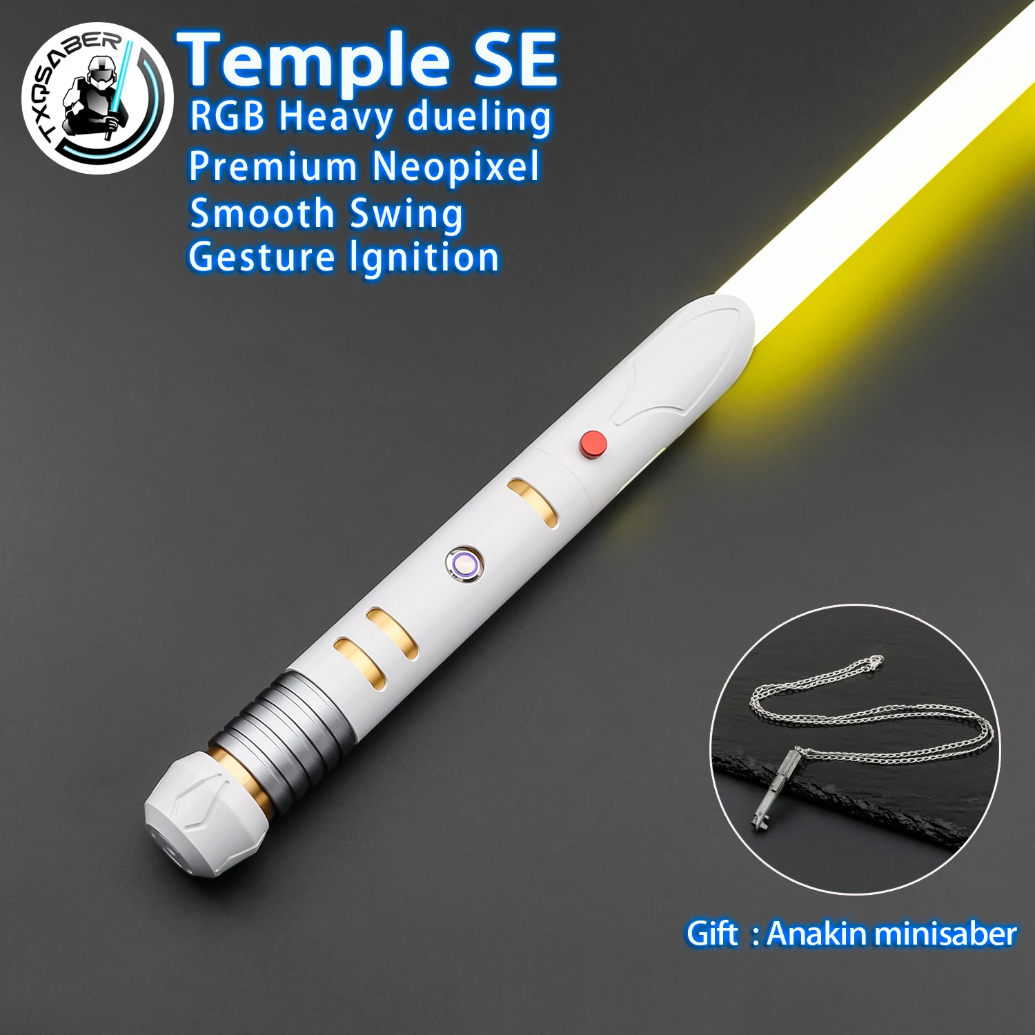 

TXQSABER Temple SE RGB Heavy Dueling Neo Pixel Proffie Lightsaber Force Light Saber Smooth Swing Blaster Laser Sword Cosplay