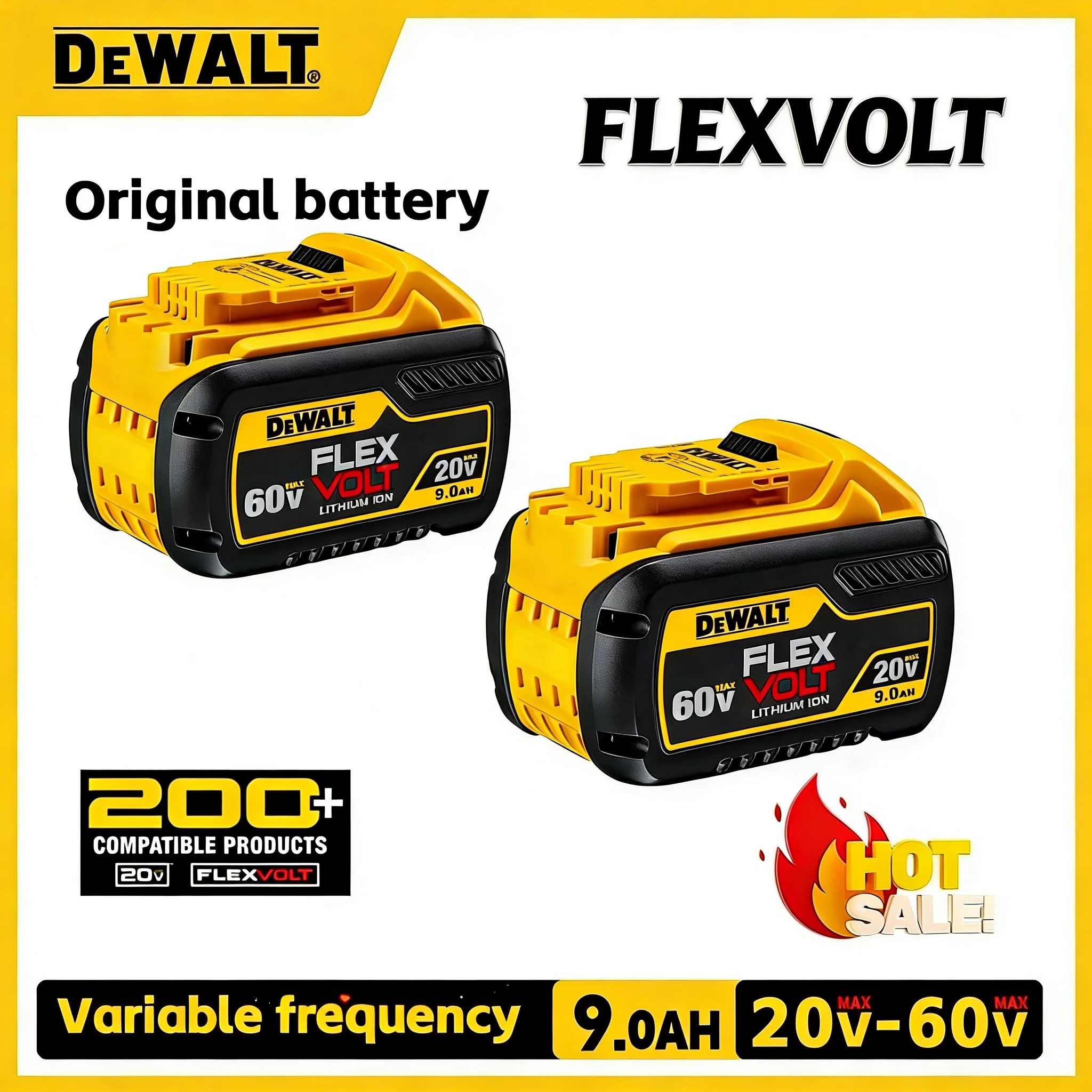 DeWALT 100% Original Battery 20V/60V 6Ah 9Ah MAX FlexVolt for DCB606 DCB205 DCB206 DCB209 DCB182 Power Tool with Battery
