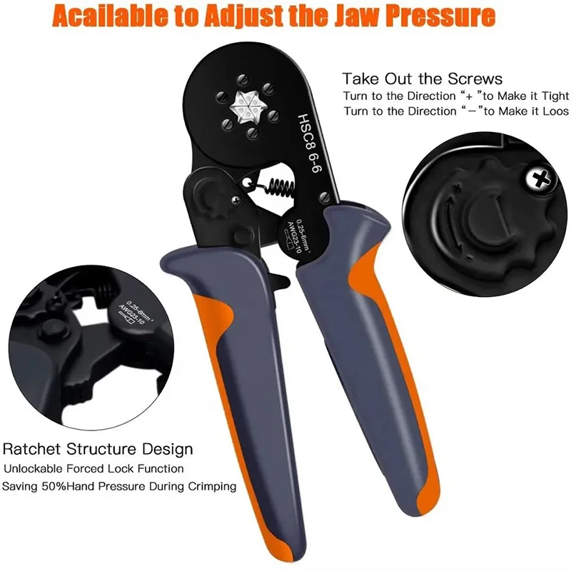 Quadrilateral tube type terminal crimping pliers HSC8 6-4A cold pressed terminal crimping pliers manual tool