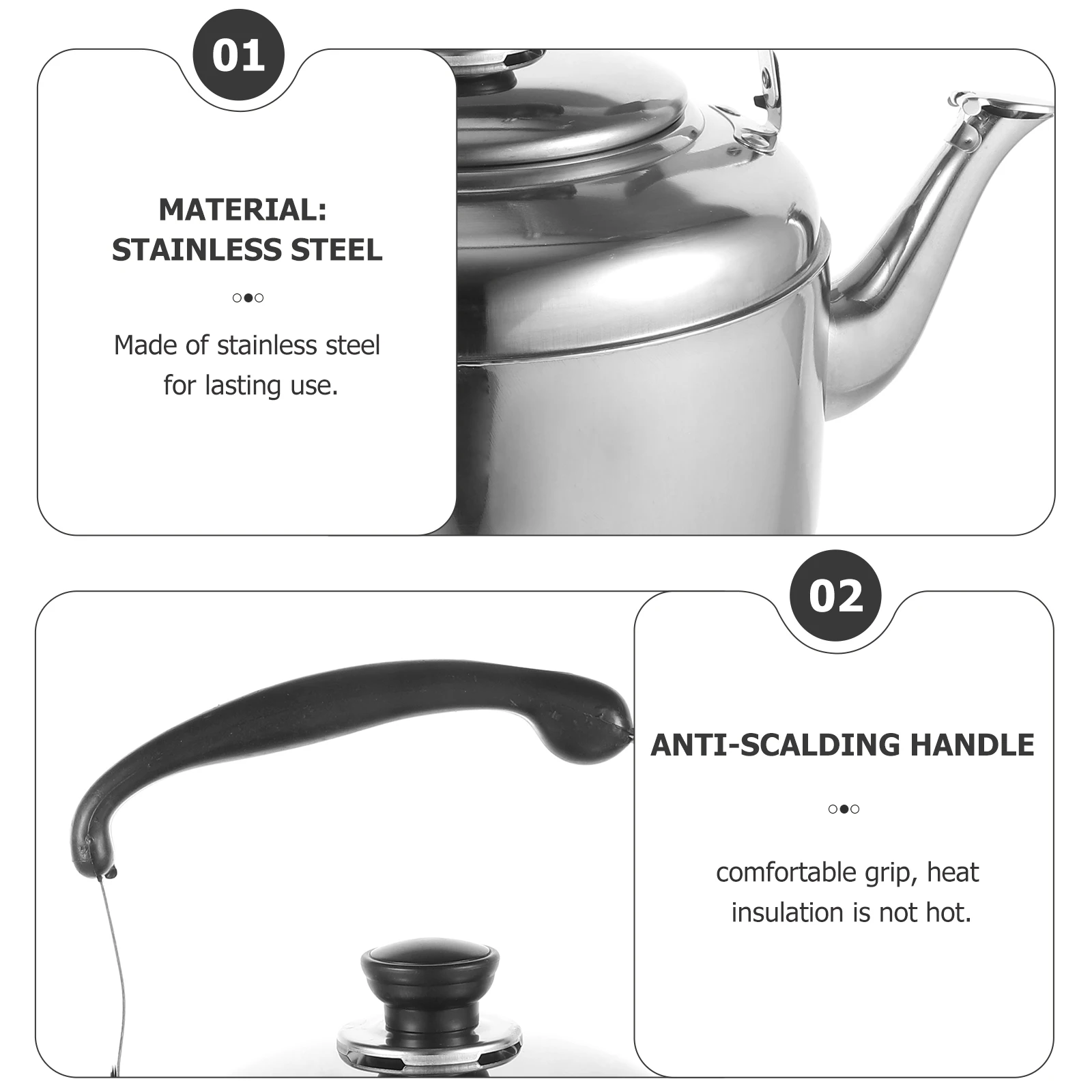

Kettle Chirping Large Tea Stovetop Stainless Steel Teapot Whistling Silver Cookware for Induction Cooktop